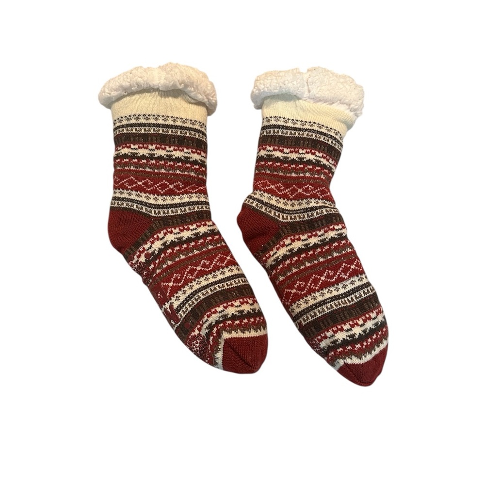 Cozy Red Patterned Women’s Socks